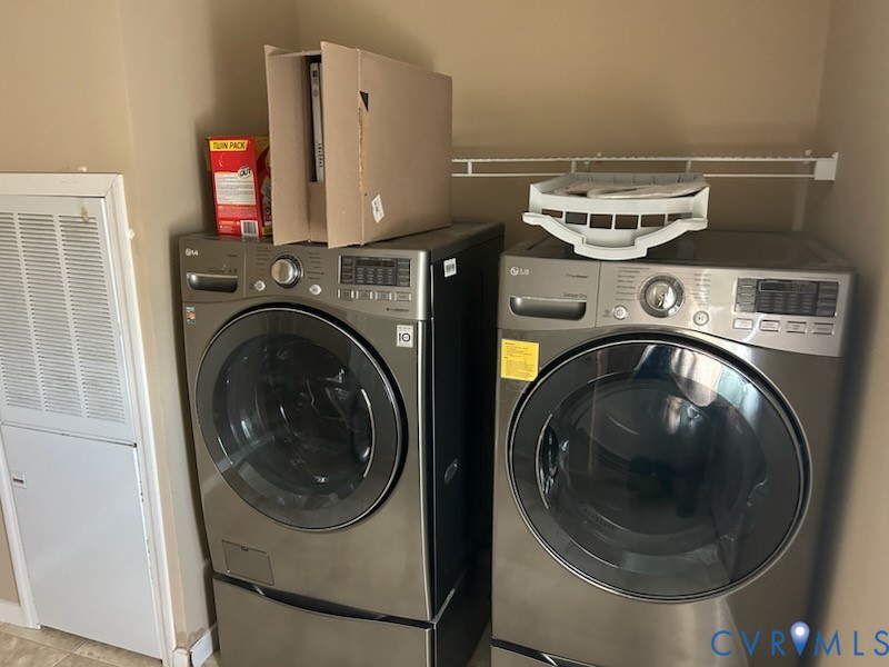 15910 Nobles Road Disputanta, VA 23842 - Photo 36 of 38 Laundry room featuring a heating unit and washer a