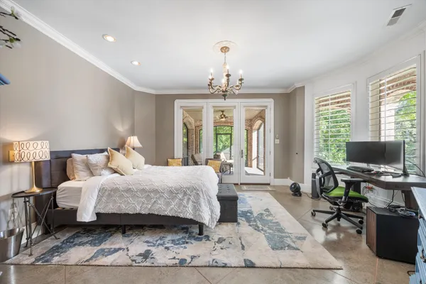 a view of a lake with a city