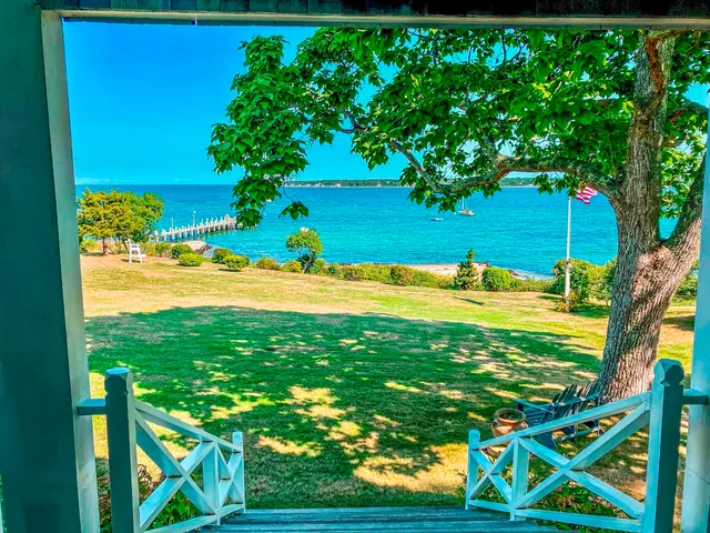 a view of a yard with an outdoor space