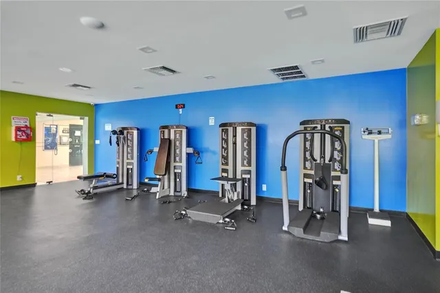a view of a room with gym equipment