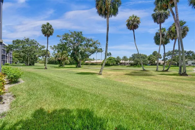 a view of a golf course with a lake