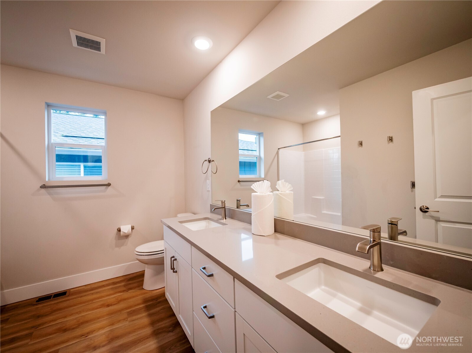 5393 Century Place Northeast Lacey, WA 98516 - Photo 17 of 33 a bathroom with a double vanity sink and a mirror