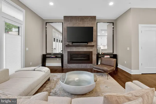 a living room with furniture and a couch