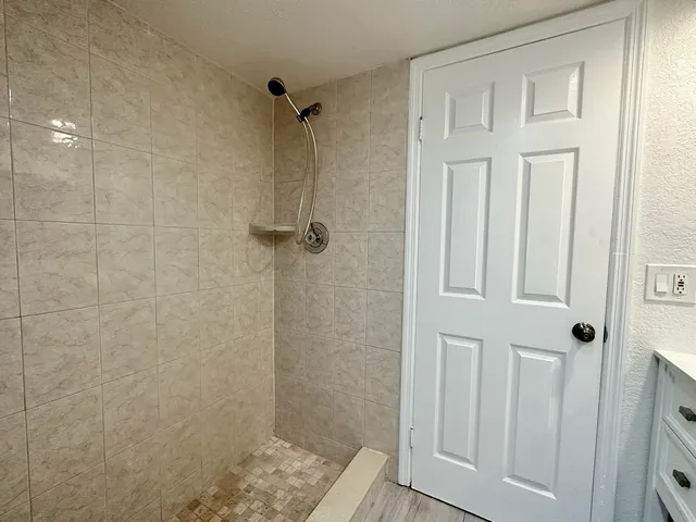 a bathroom with a shower