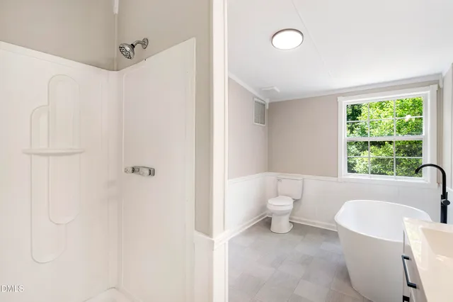 a bathroom with a toilet and a bathtub
