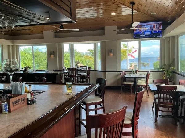 a view of a dining area with furniture window and outside view