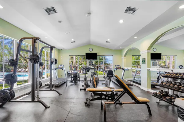 a view of a room with gym equipment