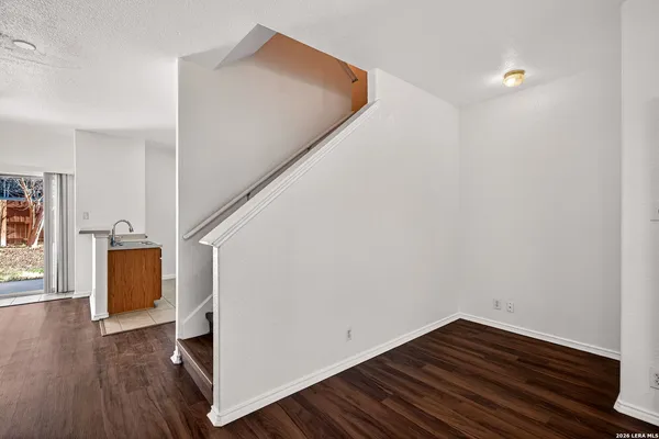 a view of entryway with wooden floor