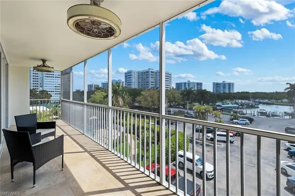 a view of a city from a balcony