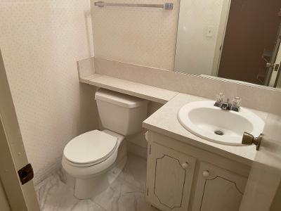 562 Fanshaw North, Unit 5620 Boca Raton, FL 33434 - Photo 8 of 15 a bathroom with a toilet sink and mirror