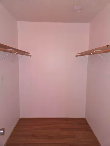 a view of an empty walk in closet