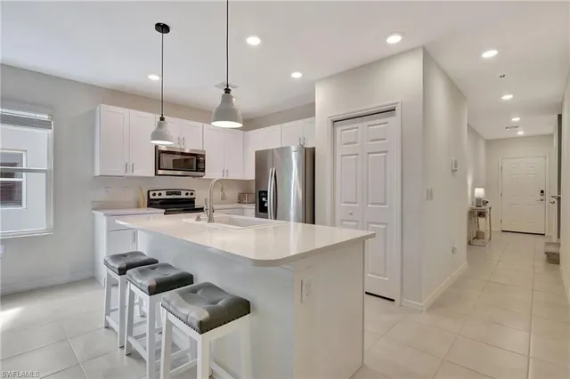 a bedroom with a bed and a view living room
