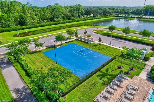 a view of a yard with a slide