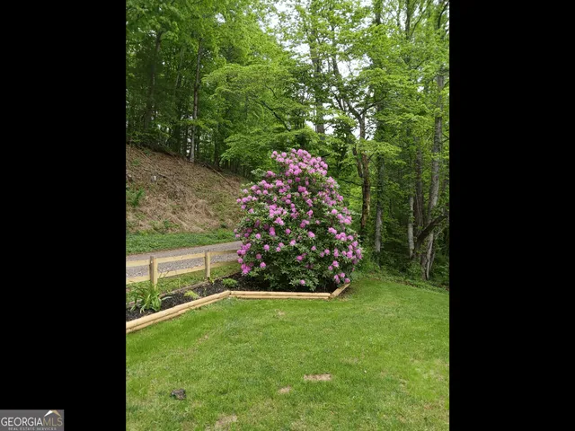 a view of yard with swimming pool and trees