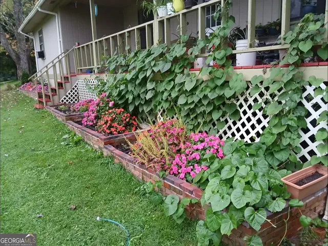 a living room with stainless steel appliances furniture windows and a kitchen view
