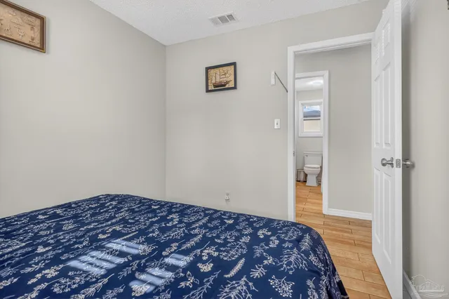 a view of a yard with plants and trees