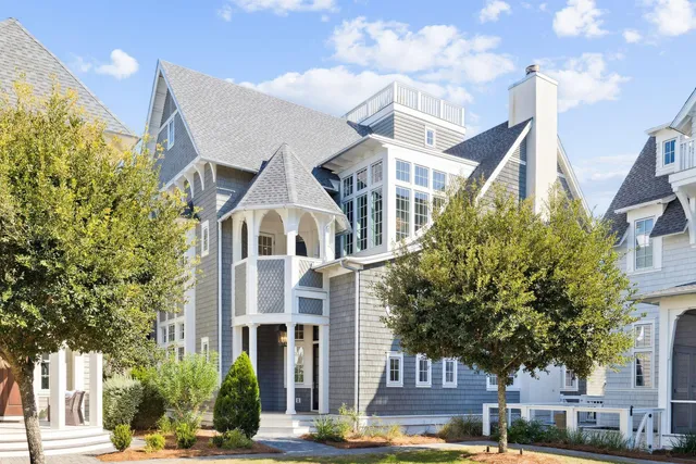 a front view of a building with street view