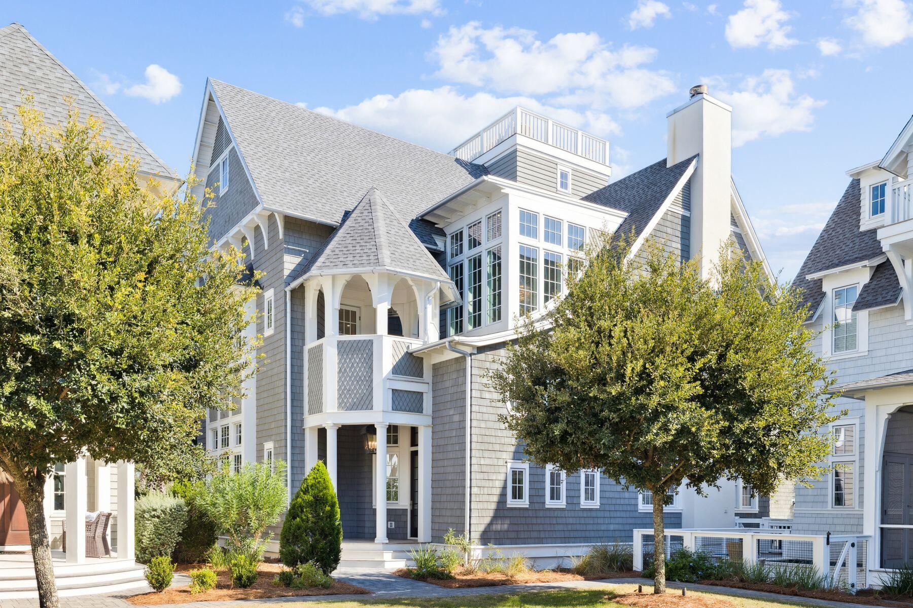 a front view of a building with street view