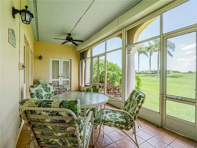 a view of an outdoor dining space with furniture