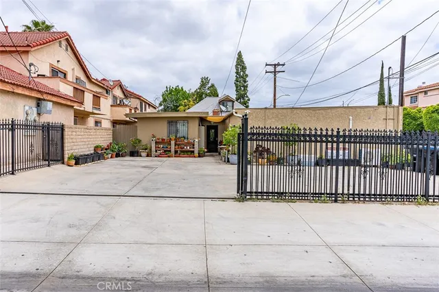 a view of a building with a street