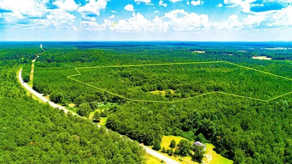 a view of a field with an ocean