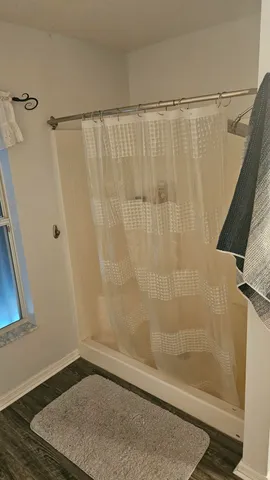 a bathroom with a shower