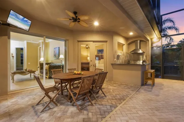 a view of a fountain in the balcony