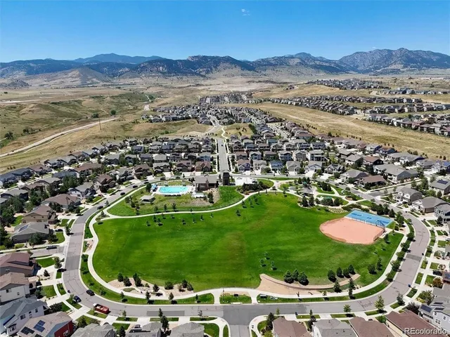 an aerial view of residential houses and outdoor space