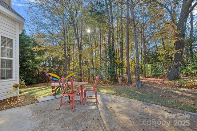 a view of a park with bench and trees