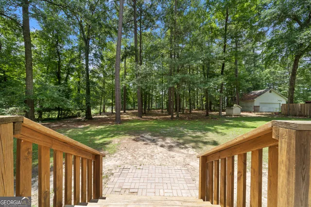 a view of backyard with green space