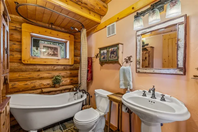 a bathroom with a toilet a sink and mirror