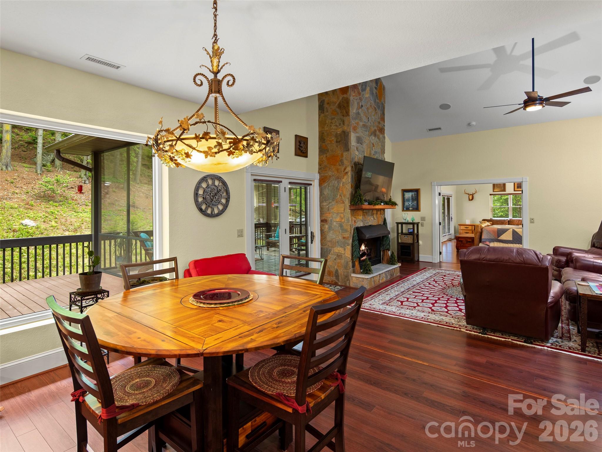 79 Ward Road Maggie Valley, NC 28751 - Photo 15 of 48 a view of a dining room with furniture window and wooden floor