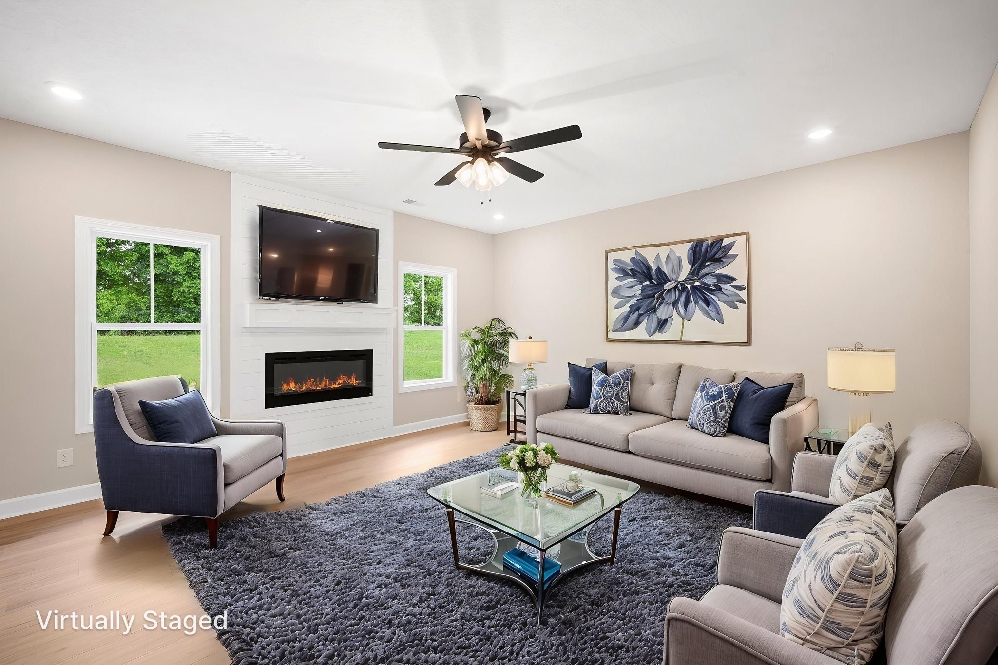 439 Blue Ridge Clarksville, TN 37043 - Photo 7 of 47 a living room with furniture a flat screen tv and a fireplace