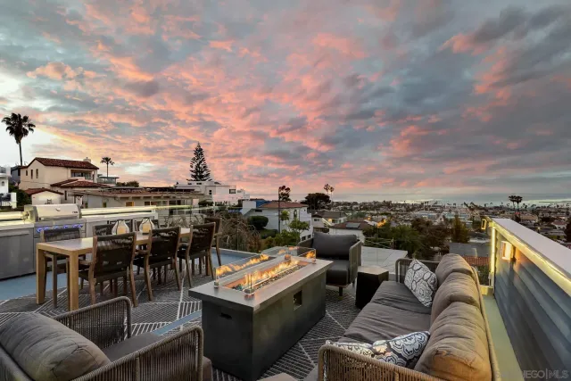 a view of a terrace with furniture