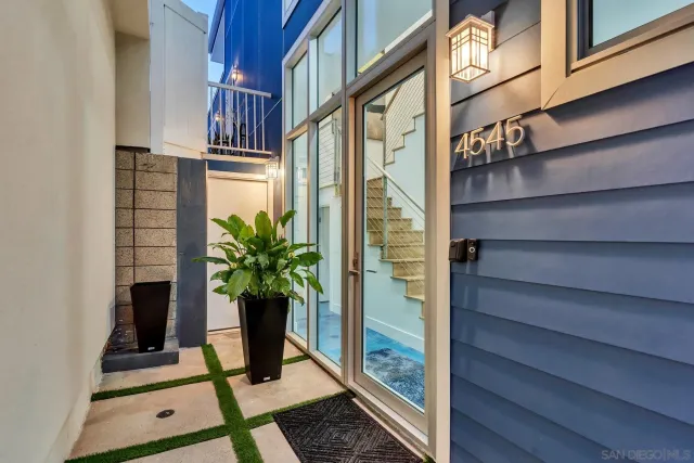 a garden view with a seating space