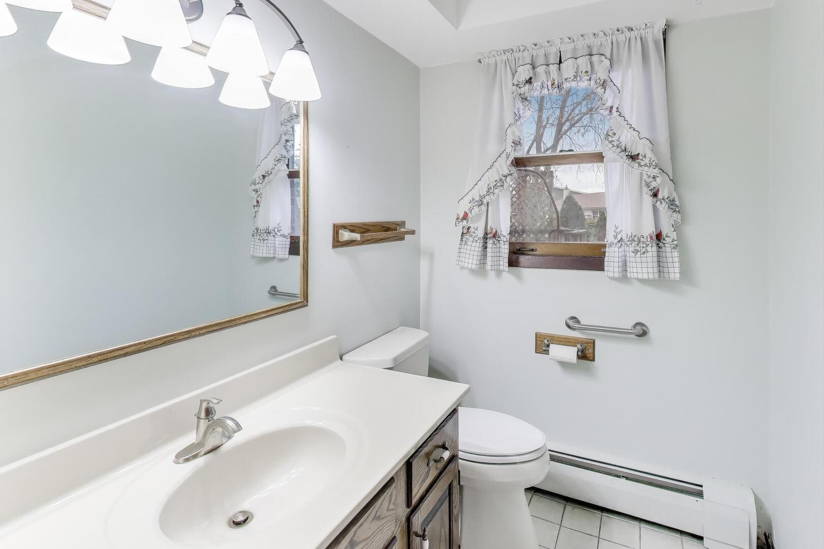 1040 South Linneman Road Mount Prospect, IL 60056 - Photo 14 of 39 a bathroom with a sink a toilet and a mirror