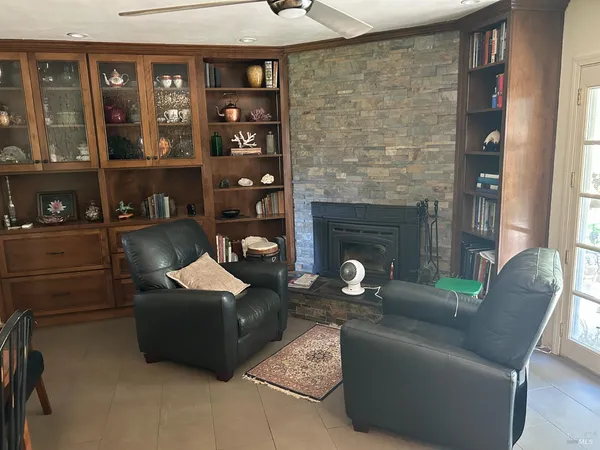 a table and chairs in a room