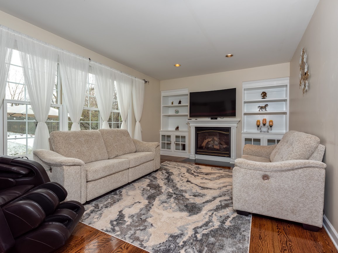 117 Grey Fox Court Streamwood, IL 60107 - Photo 17 of 31 a living room with furniture a flat screen tv and a fireplace