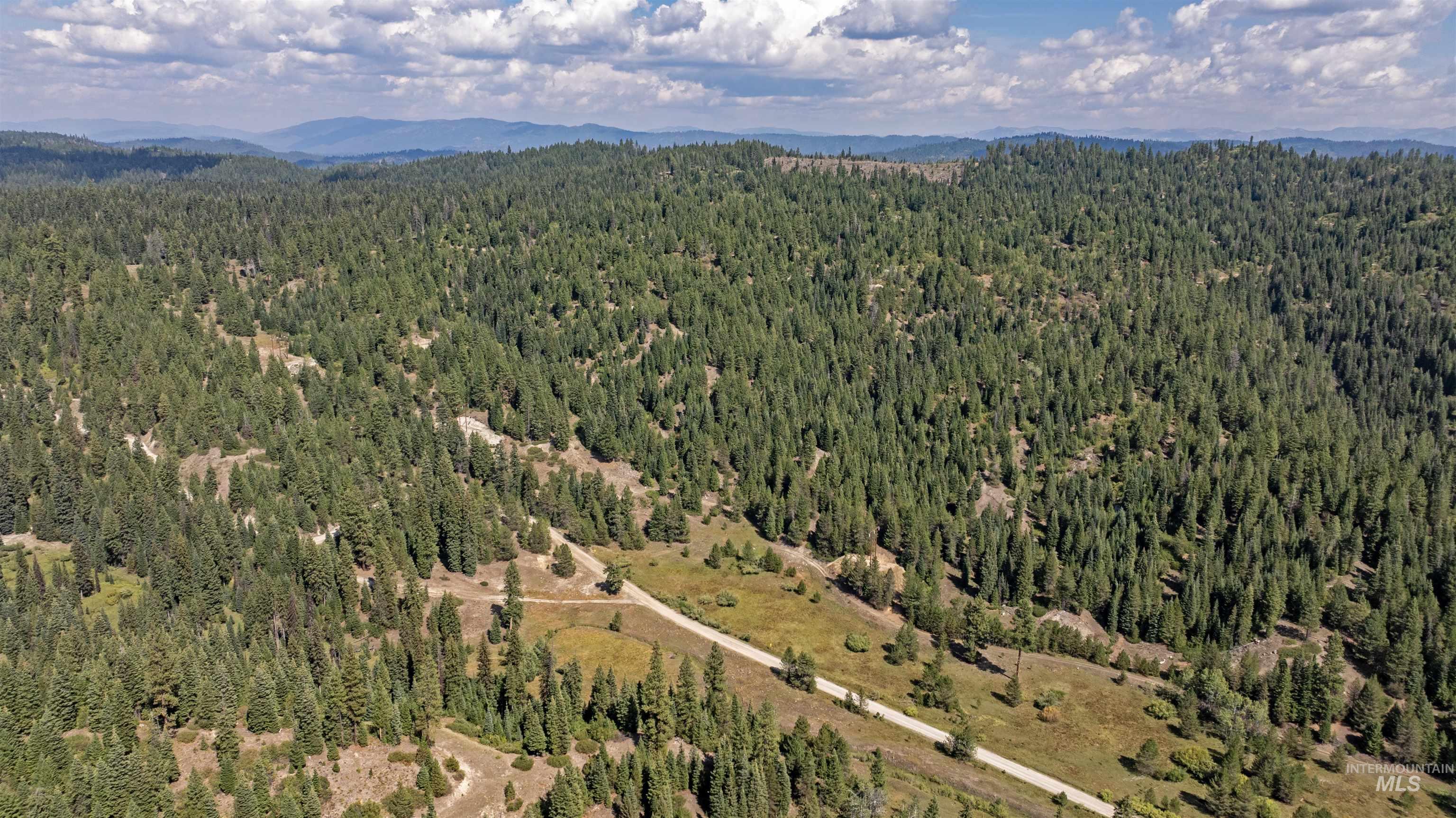 1 High Valley Road Cascade, ID 83611 - Photo 5 of 13 Aerial view of a forest and a mountain backdrop