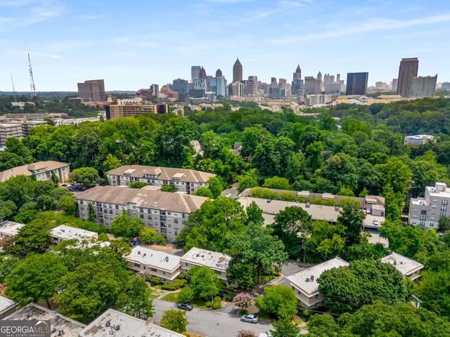 a view of a city with tall buildings