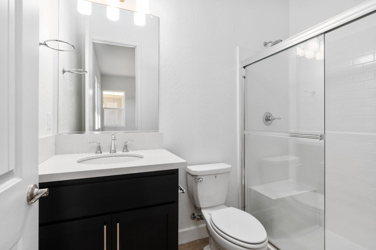 275 Huckleberry Road South Madera, CA 93636 - Photo 7 of 34 a bathroom with a sink a toilet a mirror and shower