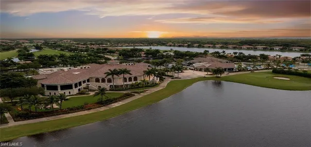 a view of a lake with a city