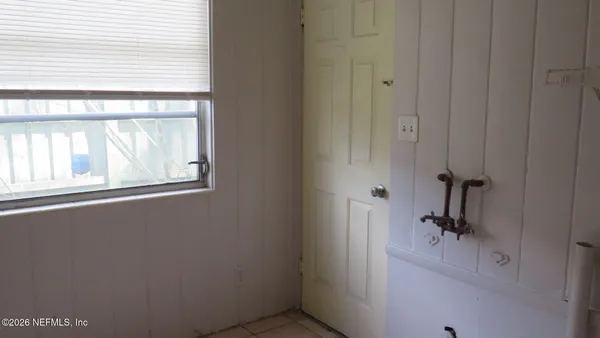 a bathroom with a window
