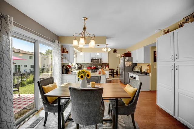 a view of a dining room and livingroom view