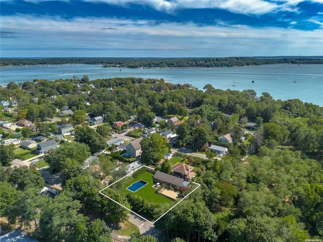 a view of a city with a lake