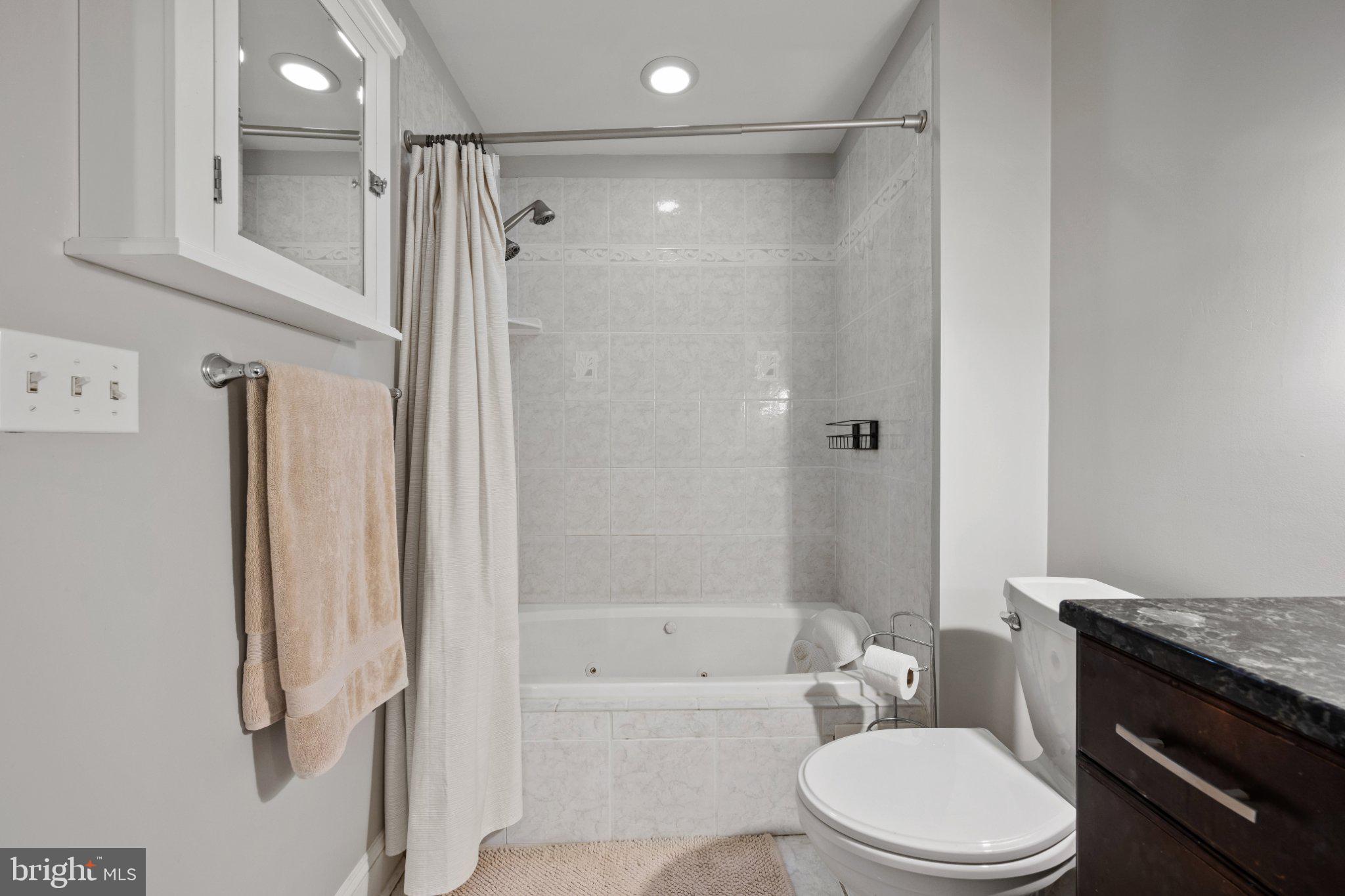 615 South Clinton Street Baltimore, MD 21224 - Photo 26 of 39 a bathroom with a granite countertop bathtub shower sink vanity and toilet
