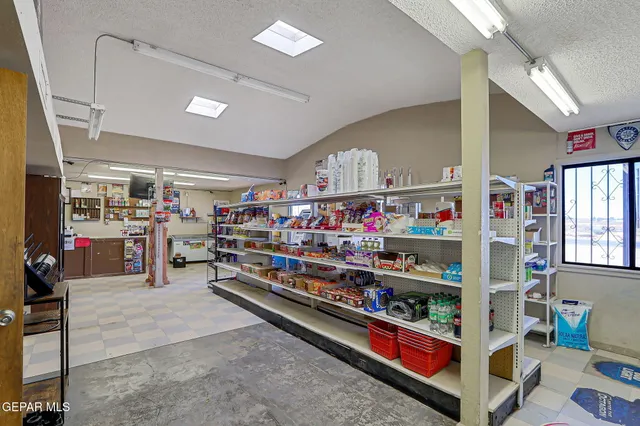 a room with a workspace