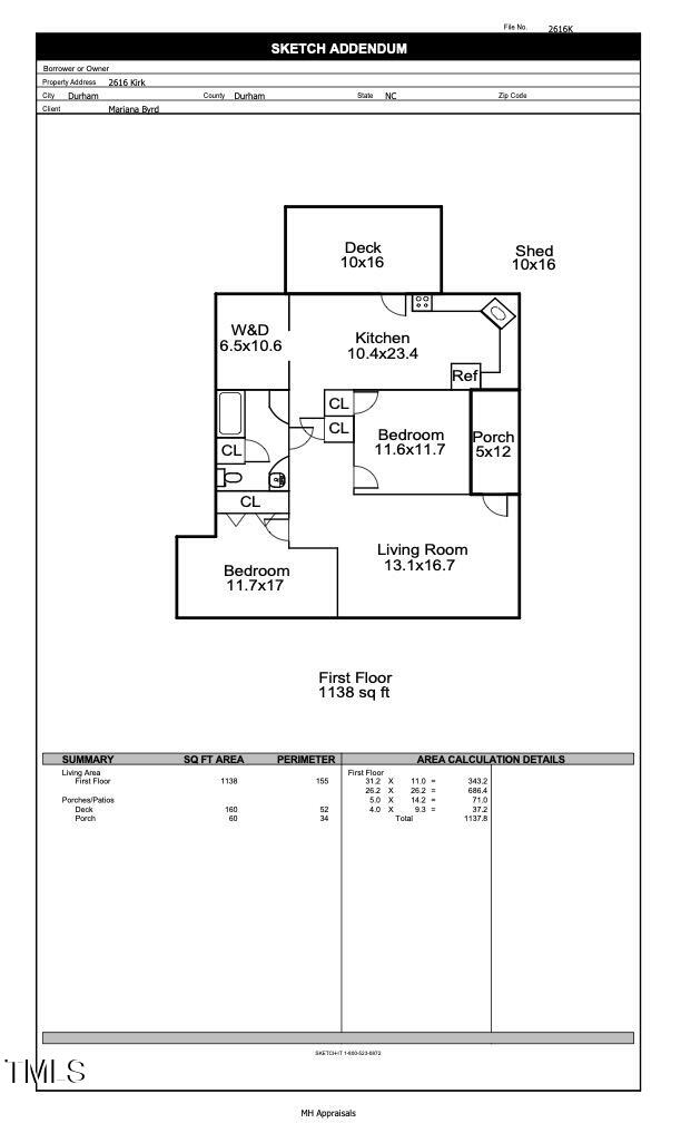 2616 Kirk Road Durham, NC 27705 - Photo 36 of 36 2616 Kirk Rd - Floor Plan