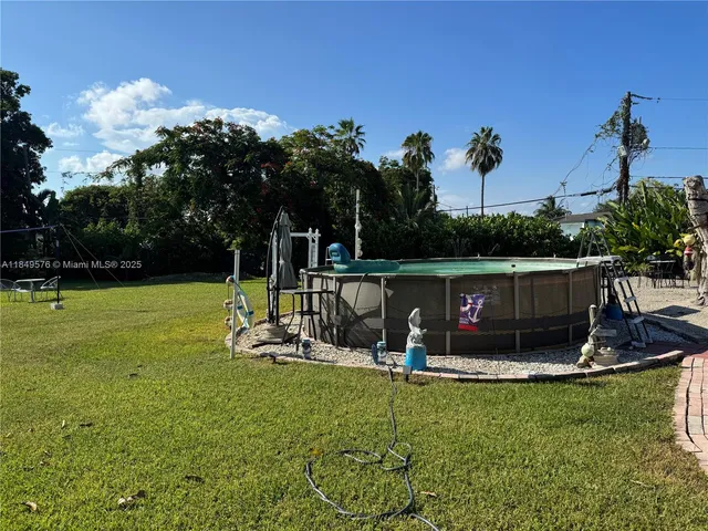 a view of a park with a slide