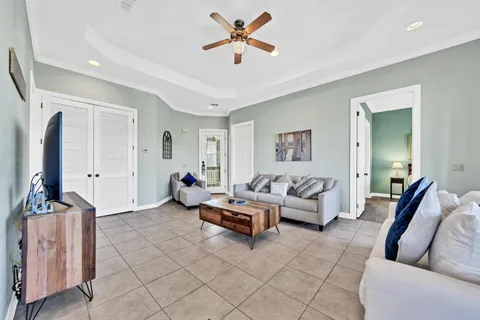 a living room with furniture